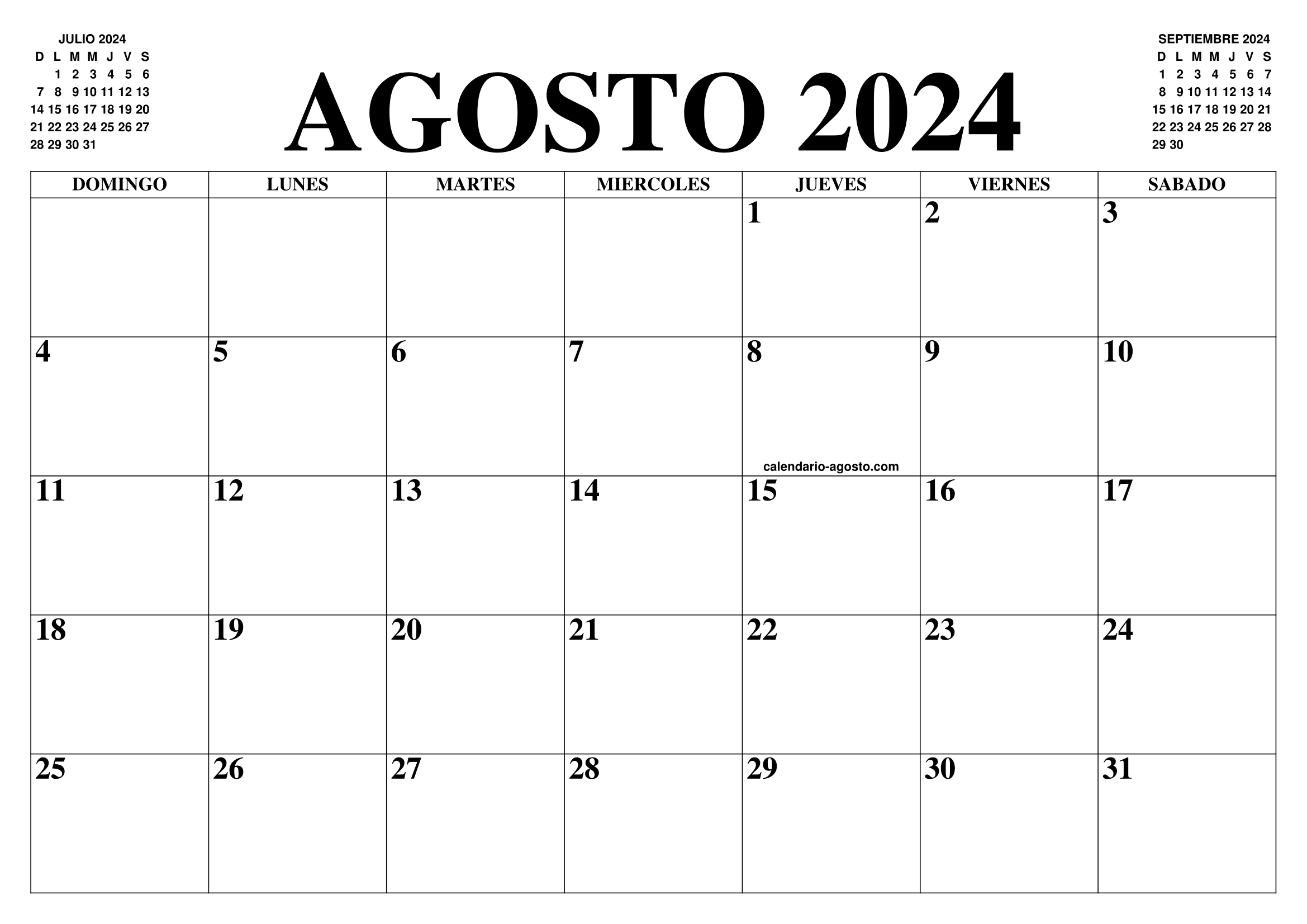 CALENDARIO AGOSTO 2024 2025 EL CALENDARIO AGOSTO 2024 2025 PARA